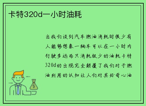 卡特320d一小时油耗