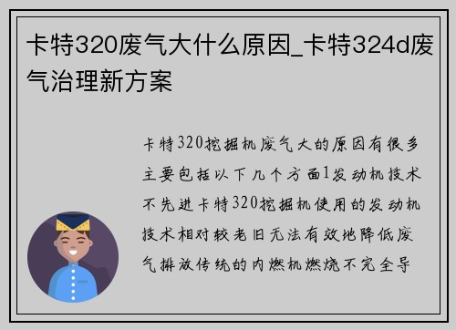 卡特320废气大什么原因_卡特324d废气治理新方案