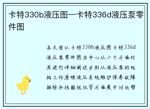 卡特330b液压图—卡特336d液压泵零件图