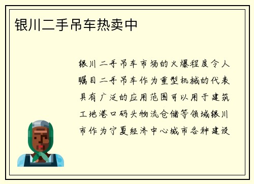 银川二手吊车热卖中